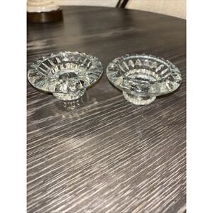 FIRNA‎ Clear Glass Tapered Candle Holders Candlesticks Set 2